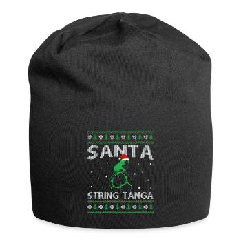Santa Clause Wearing String Tanga - Ugly Christmas - Jersey Beanie - black - Front