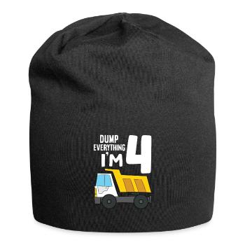 Dump Truck 4th Birthday Dump Everything I'm 4 - Jersey-Beanie - Schwarz - Vorne