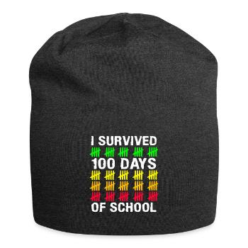 Stick Student 100. Tag Überleben Sie 100 Tage Schule - Jersey-Beanie - Anthrazit - Vorne