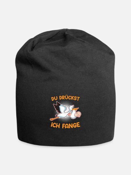 Du drückst ich fange Ich bin eine Hebamme - Jersey-Beanie - Schwarz