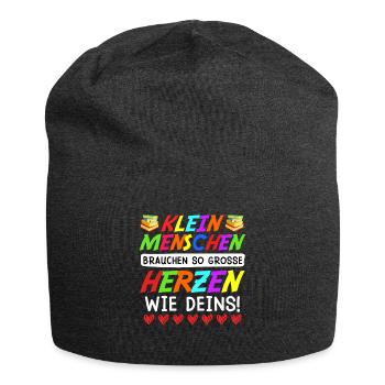 Kleine Menschen brauchen großes Herz Erzieherin - Jersey-Beanie - Anthrazit - Vorne