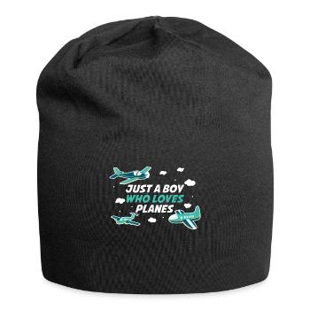 Just A Boy Who Loves Planes Pilot Gift - Jersey Beanie - black - Front