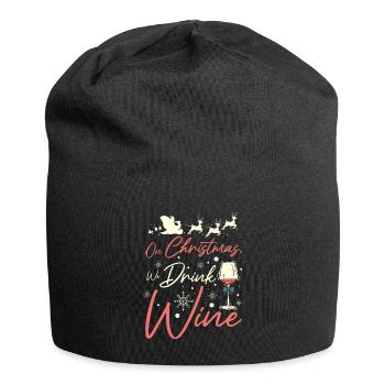 On christmas we drink wine - Jersey Beanie - black - Front