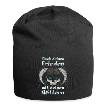 Wikinger Totenkopf , mach deinen Frieden mit - Jersey-Beanie - Schwarz - Vorne