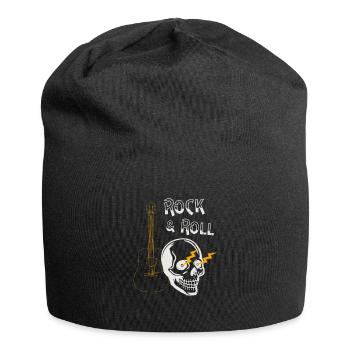 Totenkopf Rocker Rock & Roll Gitarre Musiker - Jersey-Beanie - Schwarz - Vorne