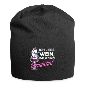 Ich Liebe Wein Ich Bin ein Einhorn - Jersey-Beanie - Schwarz - Vorne