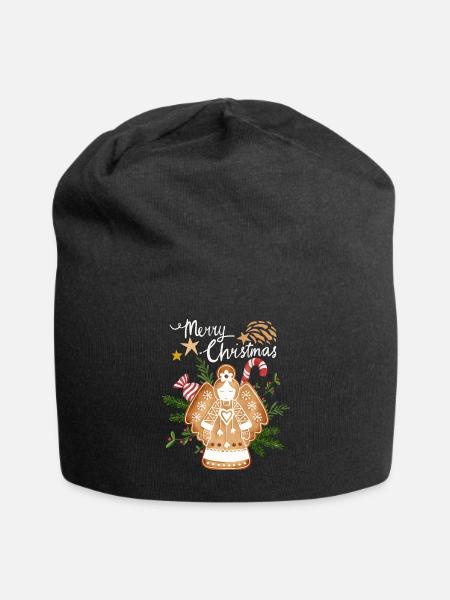Kerst Peperkoek Engel, Kerst Engel - Jersey-Beanie - zwart