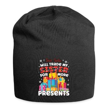 Lieber Weihnachtsmann wird Schwester passende Geschwister tauschen - Jersey-Beanie - Schwarz - Vorne
