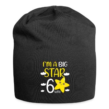 Cadeau de fille d’anniversaire de 6 ans à une grande étoile - Bonnet en jersey - noir - Devant