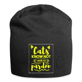 Cat Know Not How To Pardon T-Shirt - Jersey Beanie - black - Front