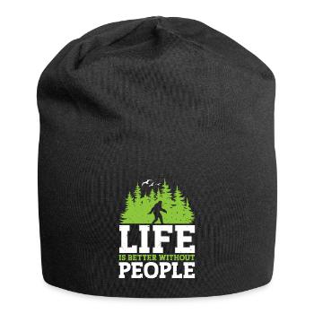 Bigfoot Sasquatch Life Is Better Without People - Jersey-Beanie - Schwarz - Vorne