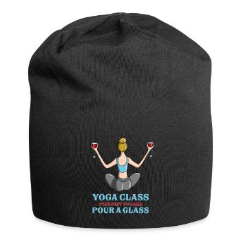 Amusing Yoga Class I Thought You Said Pour A Glass - Jersey-Beanie - Schwarz - Vorne