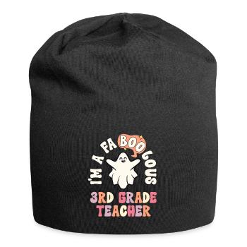 Teacher Halloween Retro 3rd Grade Vintage Third - Jersey Beanie - black - Front