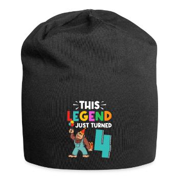 Bigfoot Party Supplies This Legend Just Turned 4 - Jersey Beanie - black - Front