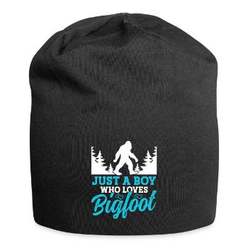 Just A Boy Who Loves Bigfoot Party Supplies - Jersey Beanie - black - Front