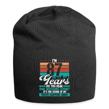 87 Year Old Funny Getting Old Humor Birthday Idea - Jersey Beanie - black - Front
