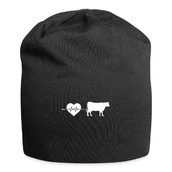 Kuh Rind Herzschlag - Jersey-Beanie - Schwarz - Vorne