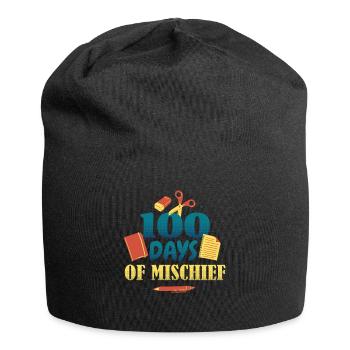 Bücher Stift 100. Tag des Unfugs 100 Tage Schule - Jersey-Beanie - Schwarz - Vorne