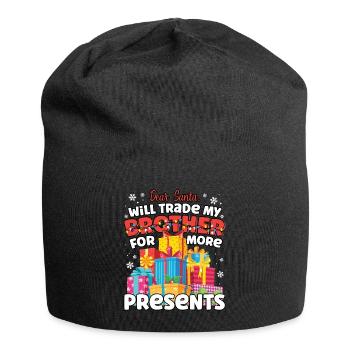 Lieber Weihnachtsmann wird Bruder passende Geschwister tauschen - Jersey-Beanie - Schwarz - Vorne