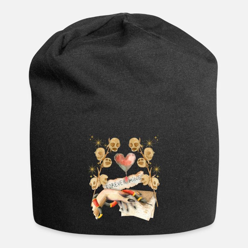 Gothic Skull Gothic-Valentine, Valentinstag - Jersey-Beanie - Schwarz