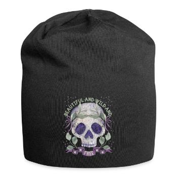 Crâne Couronne de laurier romantique - Bonnet en jersey - noir - Devant