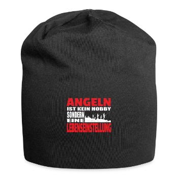 Angler Geschenkidee Hobby Angeln - Jersey-Beanie - Schwarz - Vorne