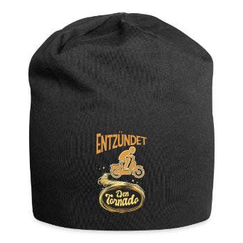 Mofa Mopedfahrer Mofaroller Moped lustige Zweitakt - Jersey-Beanie - Schwarz - Vorne