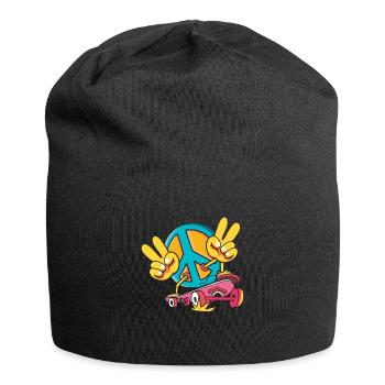 Skateboarder Peace Sign Skateboarding Peace Lover - Jersey Beanie - black - Front
