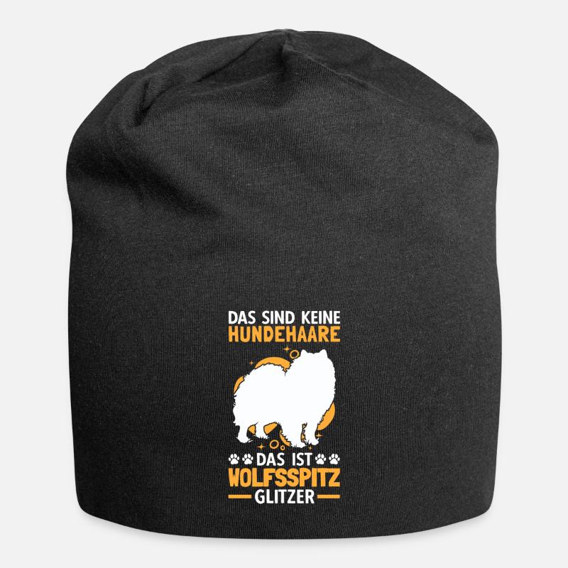 Wolfsspitz Glitzer deutscher Spitz Keeshond - Jersey-Beanie - Schwarz