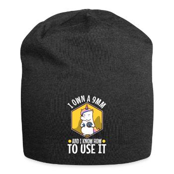 I Own A 9mm And I Know How To Use It - Jersey Beanie - charcoal grey - Front