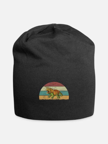 Triceratops Dinosaurier Kinder Dino Geschenk - Jersey-Beanie - Schwarz