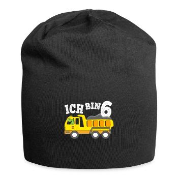 6 Jahre Jungen Geburtstagsgeschenk Dino Kipplaster - Jersey-Beanie - Schwarz - Vorne