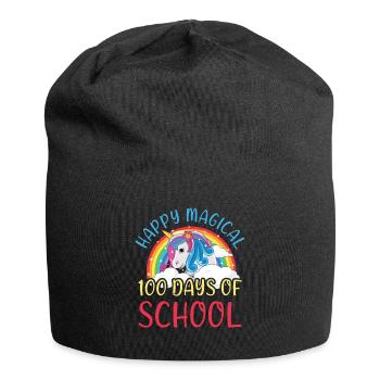 Licorne 100e jour heureux magique 100 jour d’école - Bonnet en jersey - noir - Devant