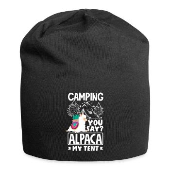 Alpagas Mammifères LLamas Camping Alpaga Ma tente - Bonnet en jersey - noir - Devant