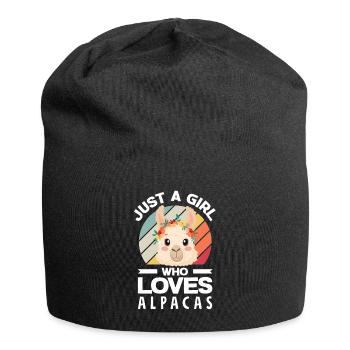 Alpacas Mammals LLamas Alpaca Just A Girl Who - Jersey Beanie - black - Front