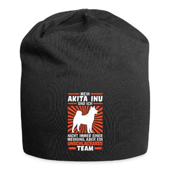 Mein Akita Inu und Ich sind unschlagbar - Jersey-Beanie - Schwarz - Vorne