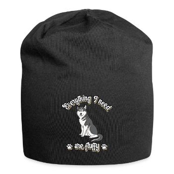 Everything I need are fluffy süßes Hunde Grey - Jersey-Beanie - Schwarz - Vorne