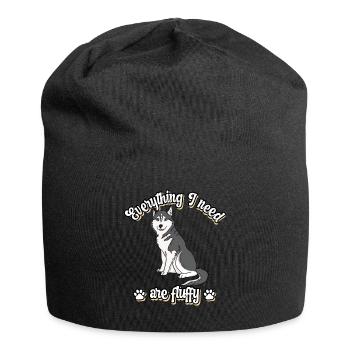 Everything I need are fluffy süßes Hunde Grey - Jersey-Beanie - Schwarz - Vorne