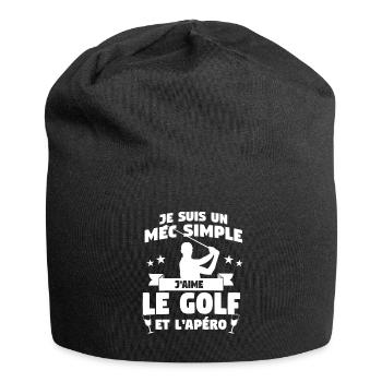 Je Suis Un Mec Simple J'aime Le Golf Et L'Apéro - Bonnet en jersey - noir - Devant