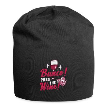 Bunco Pass the Wine Design for Bunco Babe and Wine - Jersey Beanie - black - Front