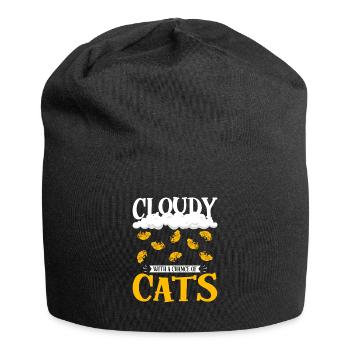 Nuageux avec une chance de conception de chat - Bonnet en jersey - noir - Devant