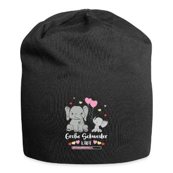 Big sister invites elephant - Jersey Beanie - black - Front