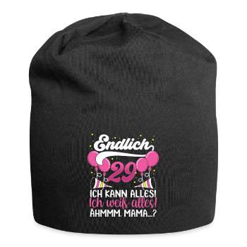 Endlich 29 Ich kann alles Ich weiß alles - Jersey-Beanie - Schwarz - Vorne