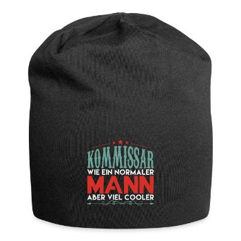 KOMMISSAR WIE EIN NORMALER MANN ABER VIEL COOLER ! - Jersey-Beanie - Schwarz - Vorne
