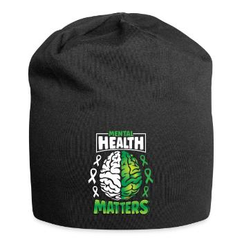 Psychische Gesundheit Angelegenheiten verbreiten Bewusstsein Gehirn - Jersey-Beanie - Schwarz - Vorne