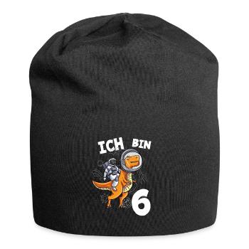 Ich bin 6 Jahre Weltall Dino 6. Geburtstag - Jersey-Beanie - Schwarz - Vorne