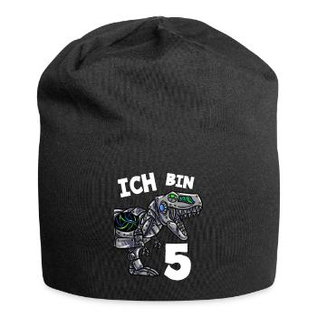 Ich bin 5 Jahre Dino Dinosaurier 5. Geburtstag - Jersey-Beanie - Schwarz - Vorne