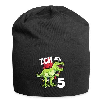 Ich bin 5 Jahre Dinosaurier 5. Geburtstag - Jersey-Beanie - Schwarz - Vorne