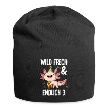 3. Geburtstag Axolotl Wild Frech Und Endlich 3 - Jersey-Beanie - Schwarz - Vorne