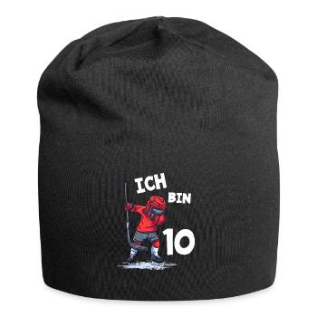 Ich bin 10 Jahre Eishockey 10. Geburtstag - Jersey-Beanie - Schwarz - Vorne